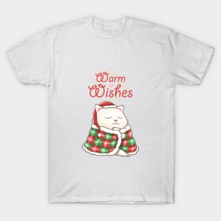 Warm Wishes Christmat Cat in Blanket T-Shirt